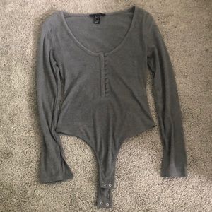 Soft Grey Knit Body Suit Forever 21